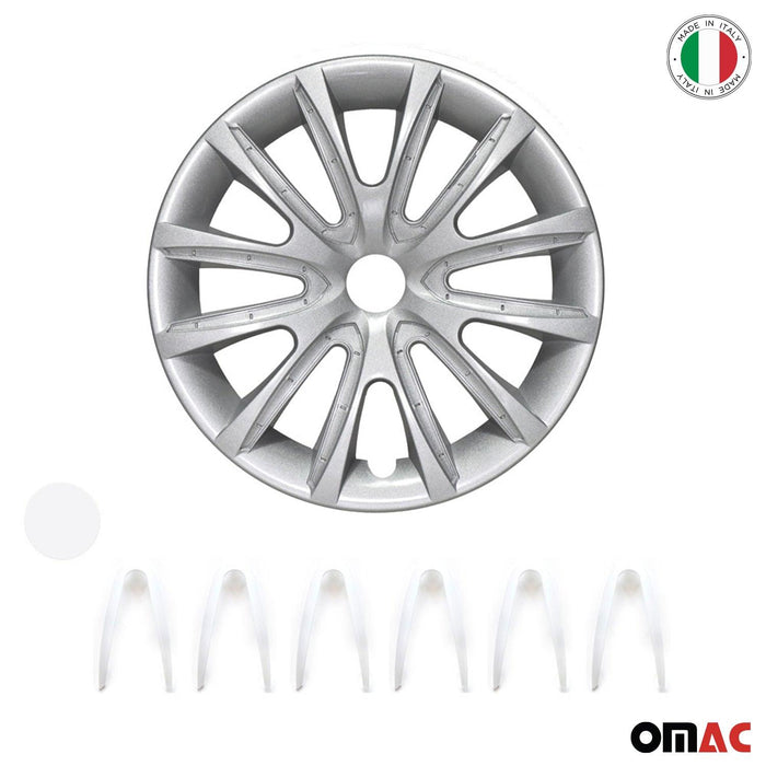 15" Wheel Covers Rims Hubcaps for Mercedes ABS Gray White 4Pcs - OMAC USA