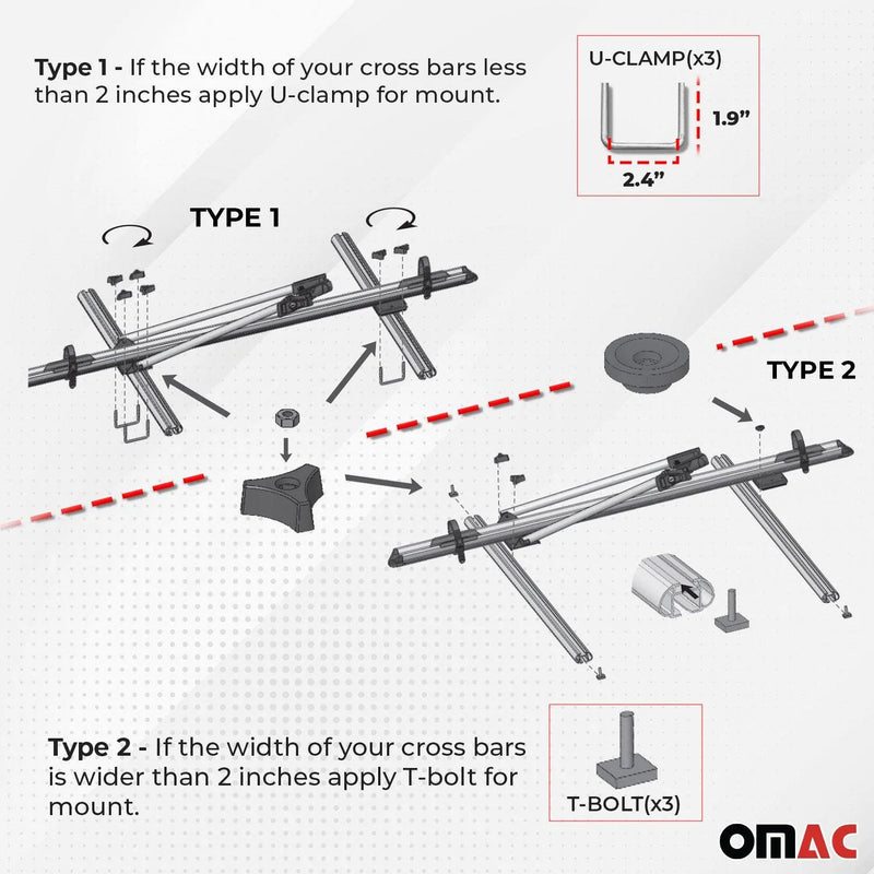 2014-2024 RAM ProMaster Bike Rack Carrier Roof Racks Set Silver 3Pcs