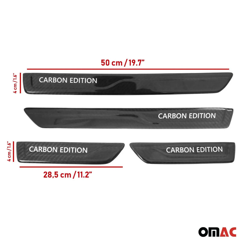 Volvo Door Sill Scuff Plate Scratch Protector Carbon Edition Black 4 Pcs