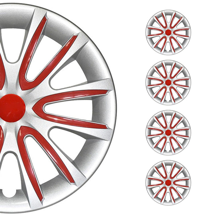 15" Wheel Covers Rims Hubcaps for Mercedes ABS Gray Red 4Pcs