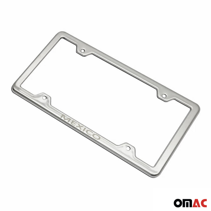 MEXICO Print License Plate Frame Chrome Stainless Steel 2 Pcs.