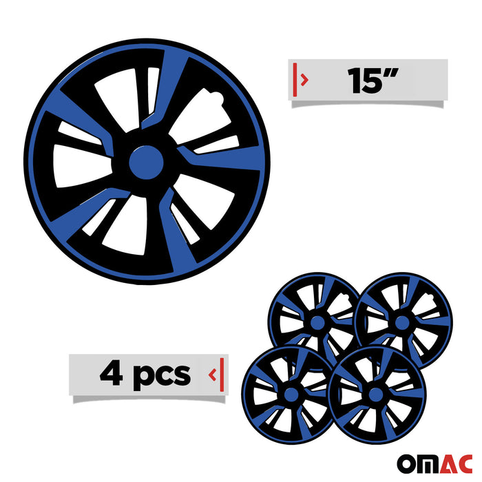 15" Wheel Covers Hubcaps fits Kia Dark Blue Black Gloss