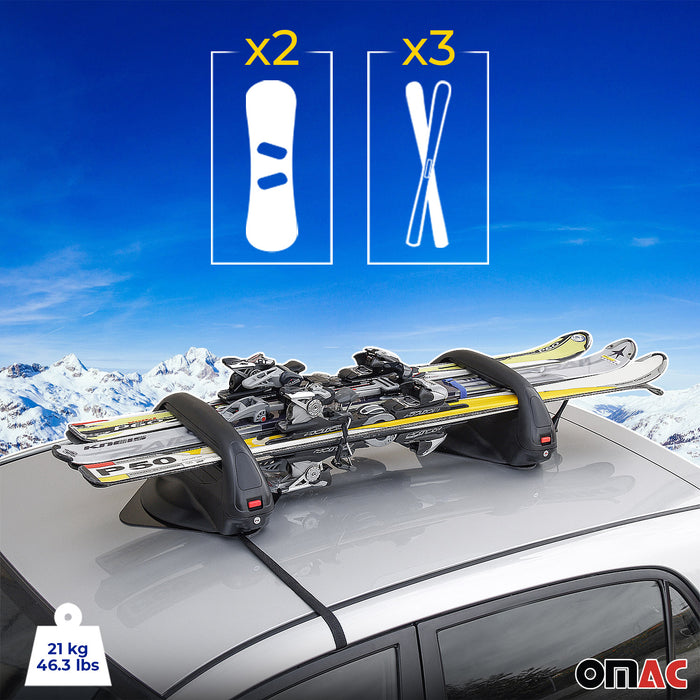 Magnetic Ski Roof Rack Carrier Snowboard for Subaru XV Crosstrek 2013-2015 Black