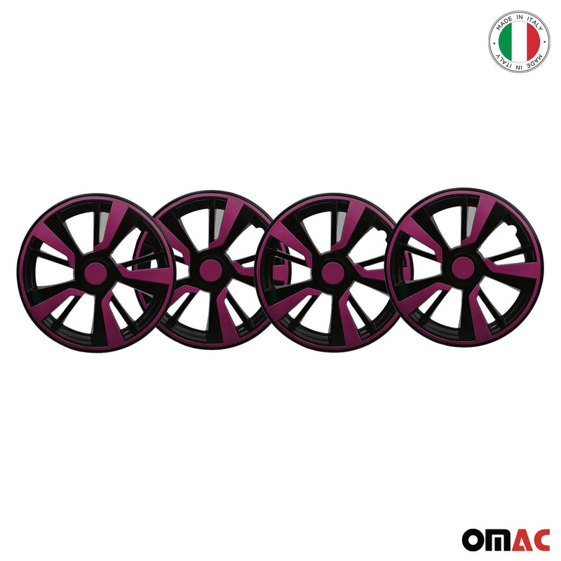 Twintone Hub Caps Wheel Cover 14" Black & Violet Insert Full Set 4 pcs.