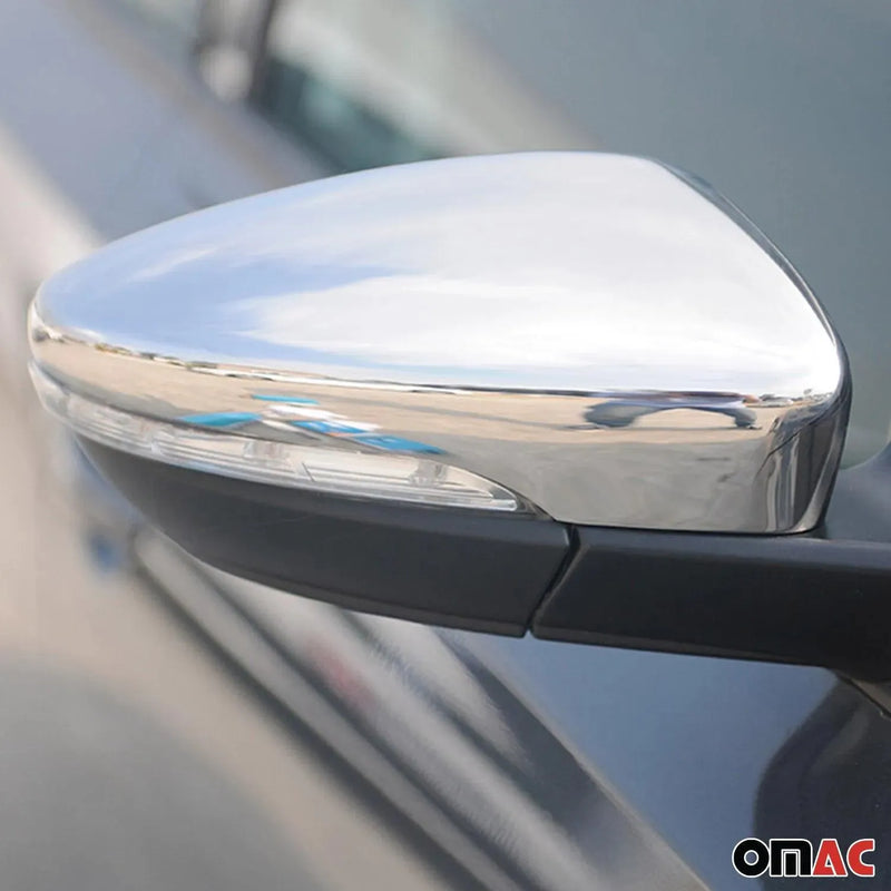 Side Mirror Cover Caps Fits VW Passat B7 2012-2014 Steel Silver 2 Pcs - OMAC USA