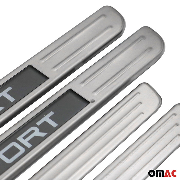 Door Sill Scuff Plate Illuminated for Toyota Brushed Steel Silver 4 Pcs