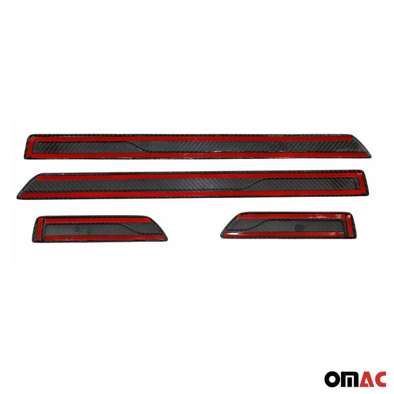 Dodge Nitro Door Sill Scuff Plate Scratch Protector Carbon Fiber Black 4 Pcs