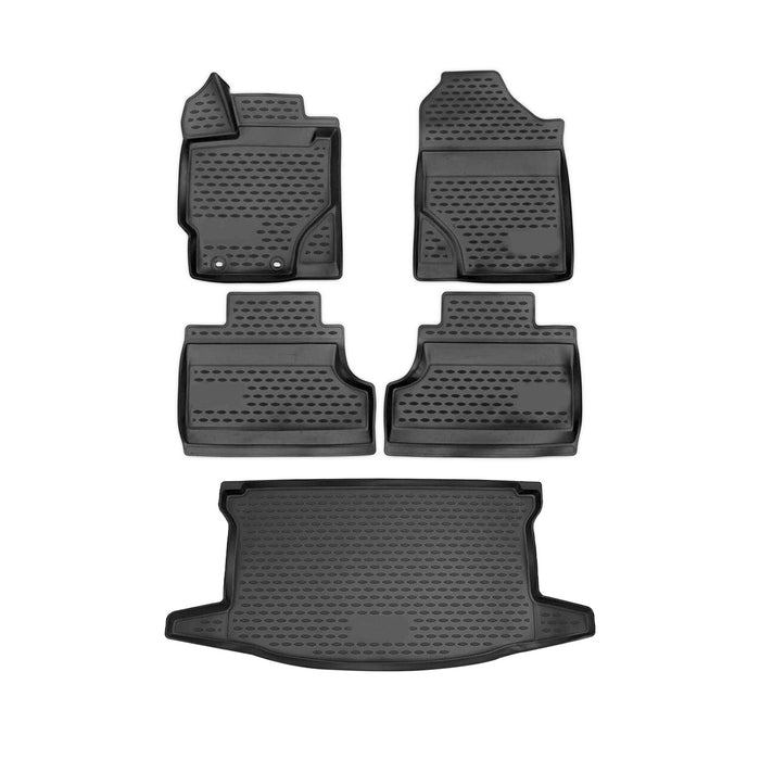 Custom Floor Mats & Cargo Liners for Toyota Yaris 2007-2012 Black 5 Pcs