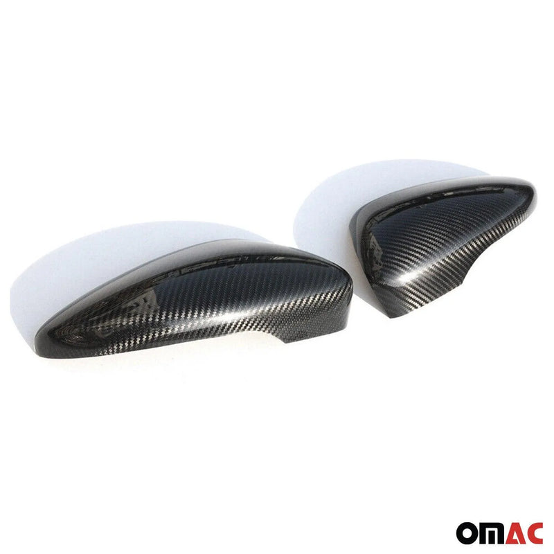 Side Mirror Cover Caps Fits VW EOS 2012-2016 Carbon Fiber Black 2 Pcs - OMAC USA