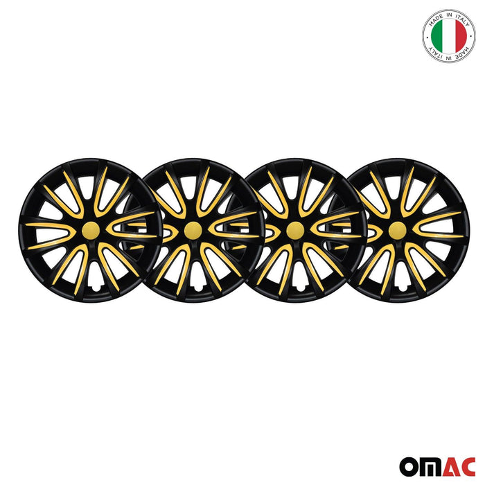 15" Wheel Covers Hubcaps for VW Jetta Black Matt Yellow Matte