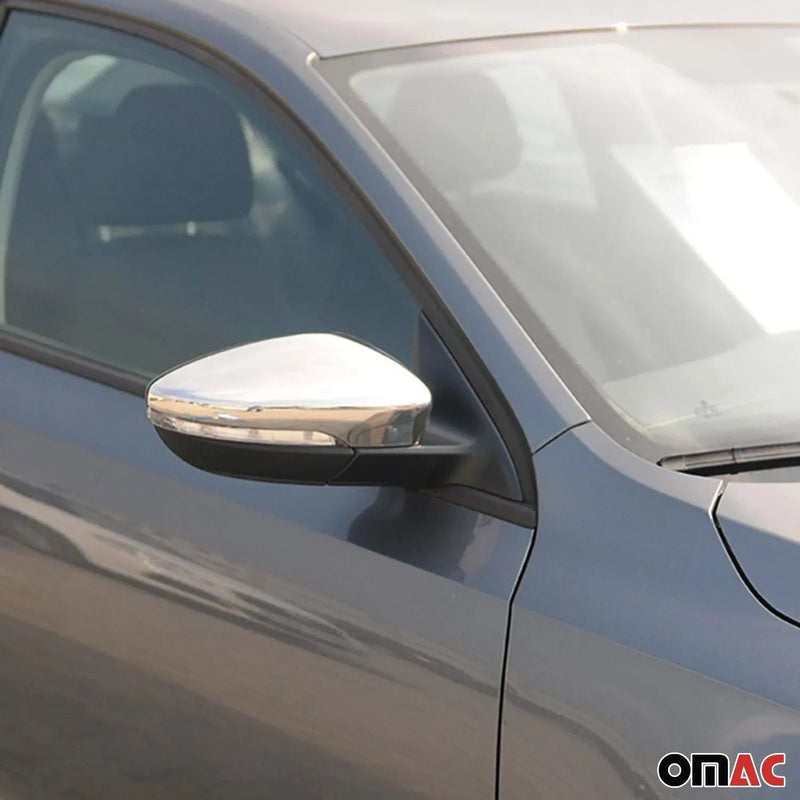 Side Mirror Cover Caps Fits VW Passat B7 2012-2014 Steel Silver 2 Pcs - OMAC USA