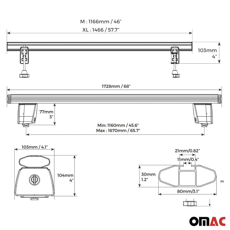 Chevrolet Silverado Truck Bed Rack System Alu Pick Up Sliding Rack 4Pcs