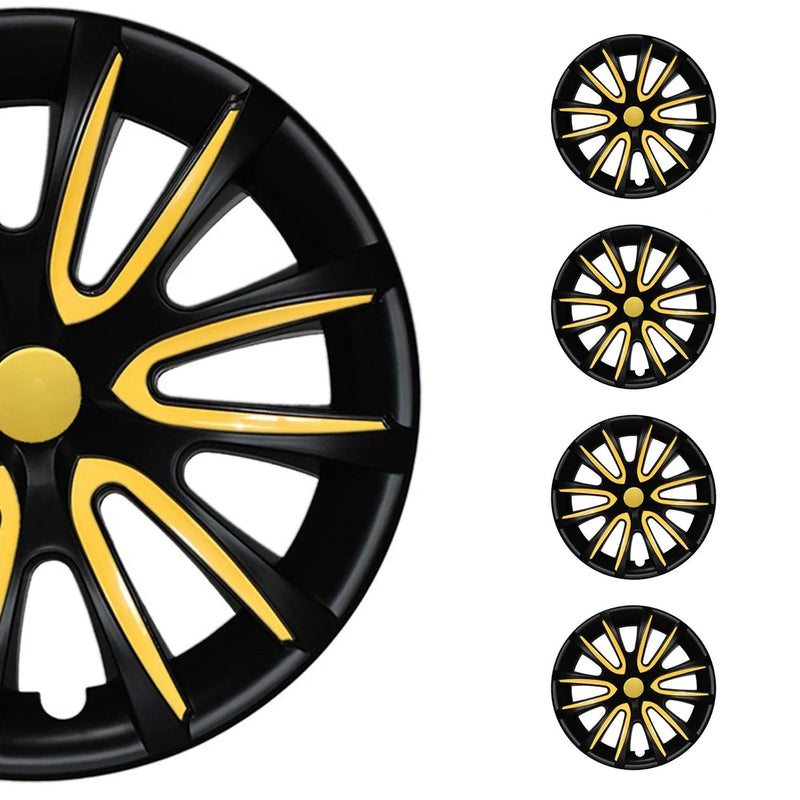 16" Wheel Covers Hubcaps for Ford F-Series Black Matt Yellow Matte - OMAC USA