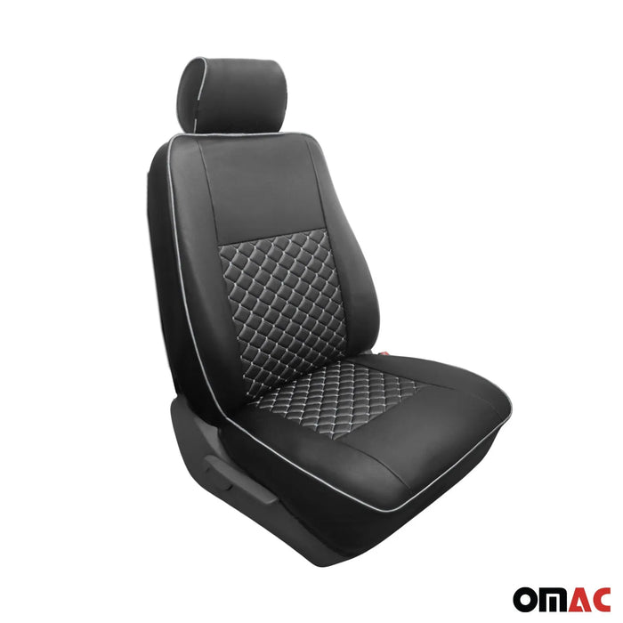 Leather Front Car Seat Covers Protector for Ford Transit 2015-2024 Black White