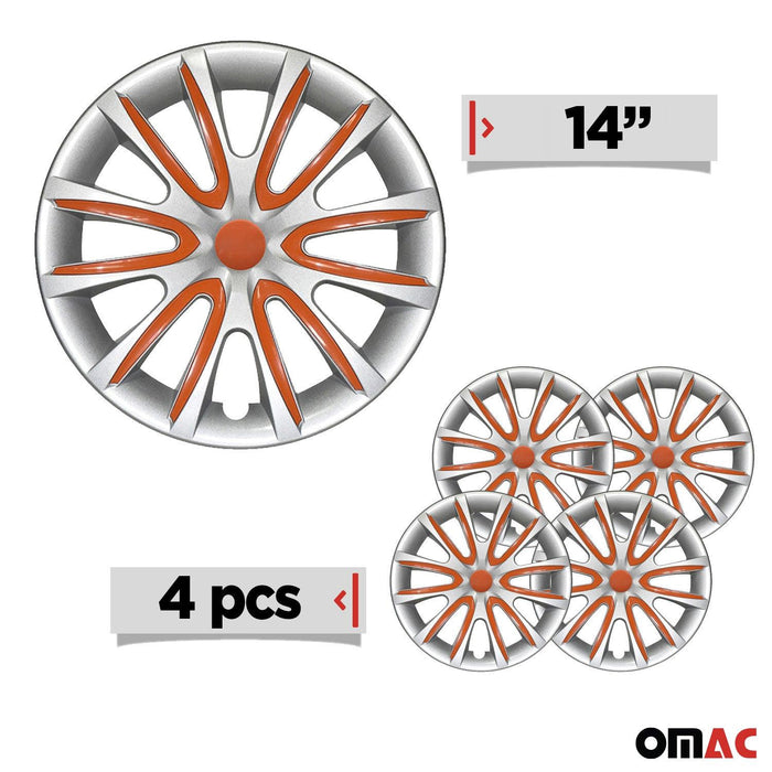 14" Wheel Covers Rims Hubcaps for BMW ABS Gray Orange 4Pcs