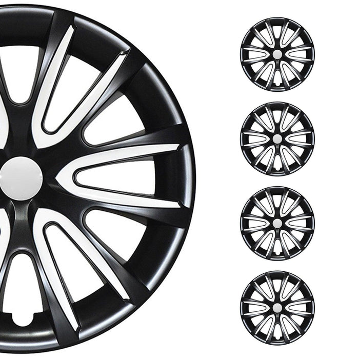 15" Wheel Covers Rims Hubcaps for Mercedes ABS Glossy Black White 4Pcs