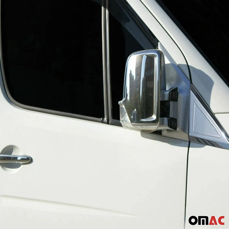 Side Mirror Cover Caps Fits Mercedes Sprinter W906 2006-2013 Steel Silver 2 Pcs - OMAC USA