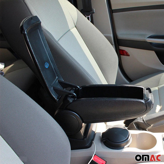 Black Center Console Armrest for Peugeot 207 2006-2014 Plastic PU Leather 1Pc