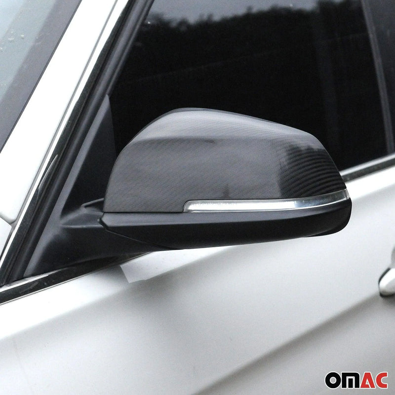 Side Mirror Cover Caps fits BMW X1 E84 2013-2015 Carbon Fiber Black 2Pcs - OMAC USA