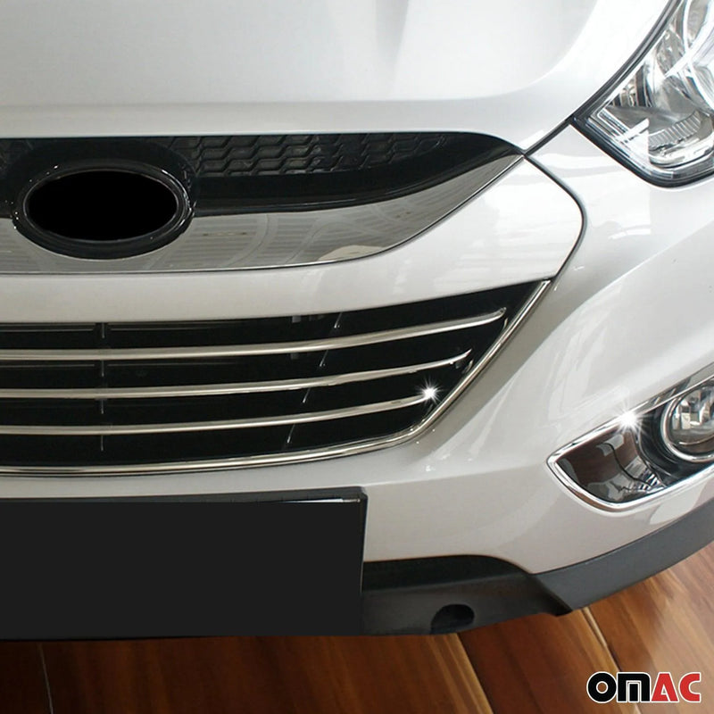 2010-2015 Hyundai Tucson Front Bumper Grill Trim Molding Steel Silver 4 Pcs