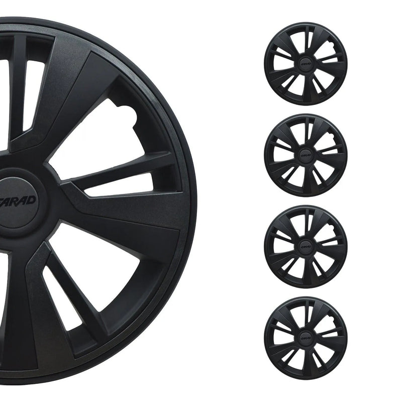 Twintone Hub Caps Wheel Cover 16" Black Matt & Black Insert Full Set 4 pcs.