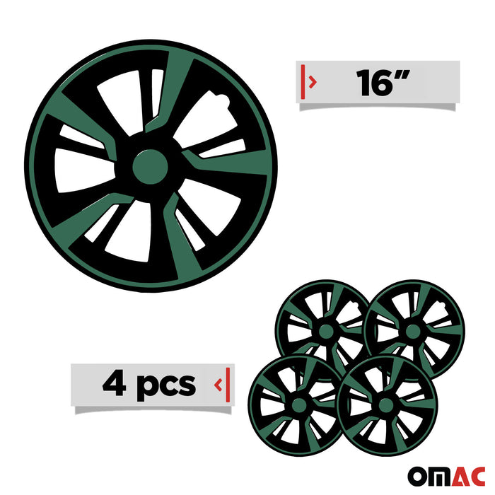 16" Wheel Covers Hubcaps fits VW Green Black Gloss