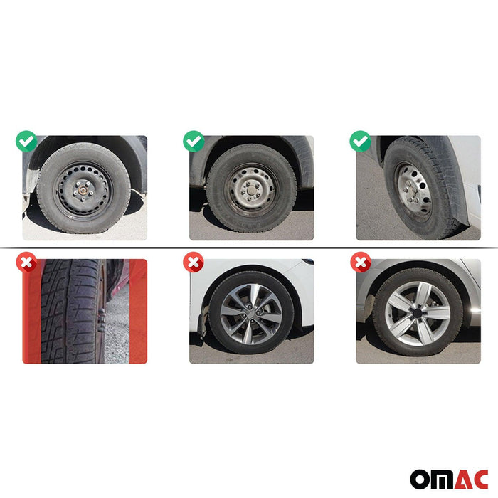 15" Wheel Covers Rims Hubcaps for Mercedes ABS Black Matt Orange 4Pcs