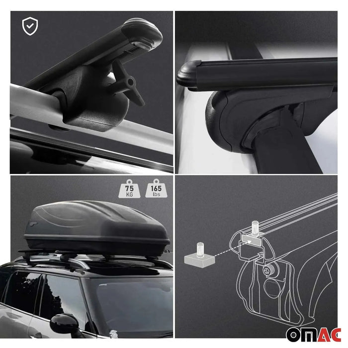 Lockable Roof Rack Cross Bars Carrier for Dodge Grand Caravan 2001-2007 Black