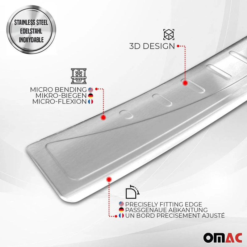 Rear Bumper Sill Cover Protector for Hyundai Tucson 2016-2018 Brushed Steel - OMAC USA