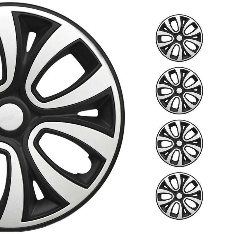 ColorFlex Hub Caps Wheel Cover 16" Black Matt & White Full Set 4 pcs.