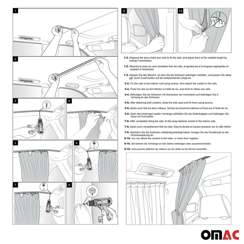 GMC Safari Cabin Divider Curtains Privacy Curtains Black 2 Curtains