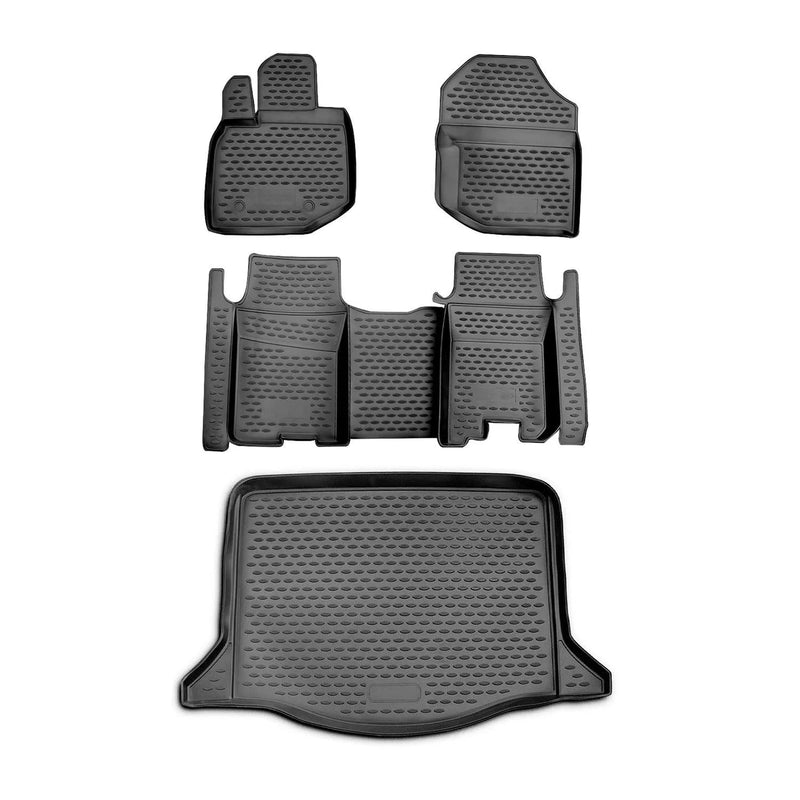 2009-2013 Honda Fit Floor Mats & Cargo Liner Full Set All Weather Black