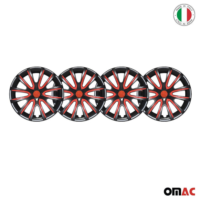 15" Wheel Covers Hubcaps for Audi Black Red Gloss