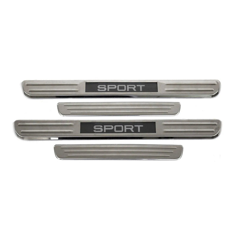 2018-2022 Ford EcoSport Door Sill Scuff Plate Illuminated Sport Steel Silver 4 Pcs