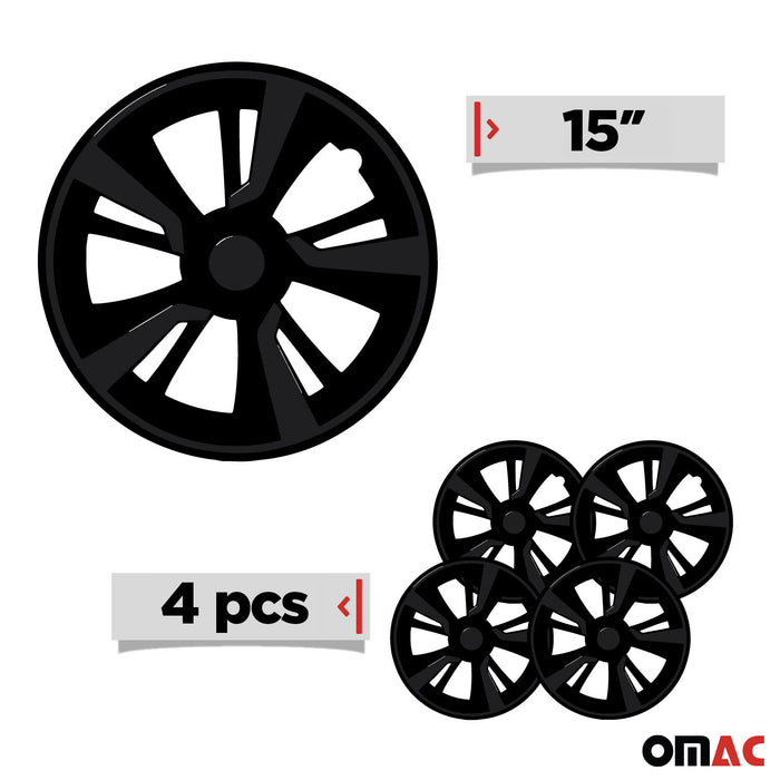 15" Wheel Covers Hubcaps fits Hyundai Black Gloss