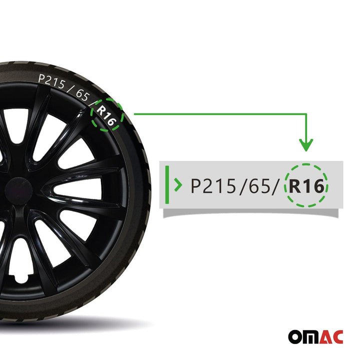 16" Wheel Covers Hubcaps for Jeep Wrangler Black Matt Matte - OMAC USA