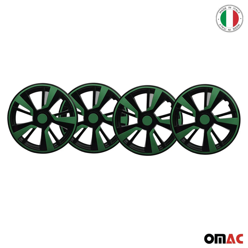 Twintone Hub Caps Wheel Cover 15" Black & Green Insert Full Set 4 pcs.