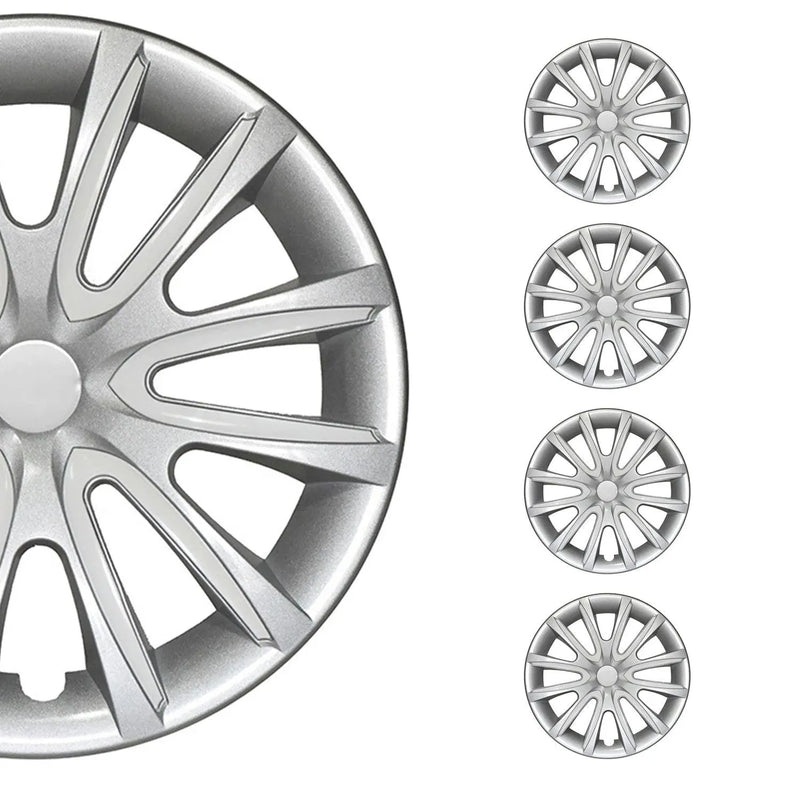 15" Wheel Covers Hubcaps for Audi Grey White Gloss - OMAC USA