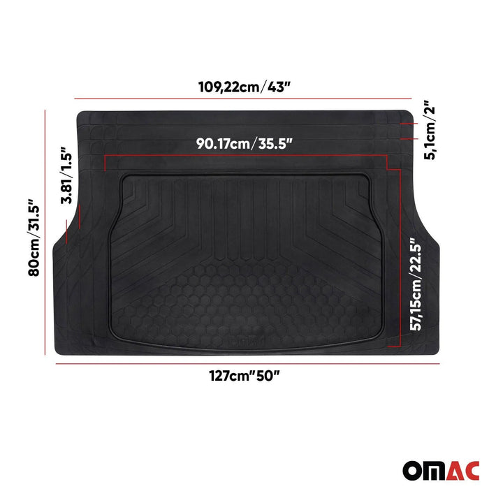 OMAC All Weather Rubber Black Trunk Cargo Floor Mats