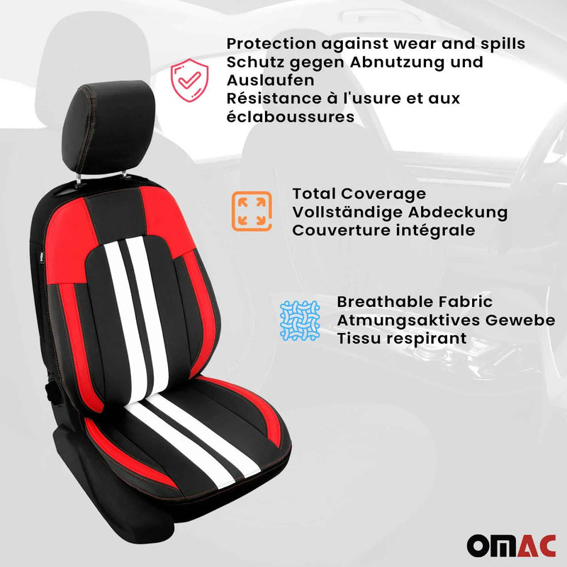 Front Car Seat Covers Protector for Mazda Black White Breathable Cotton