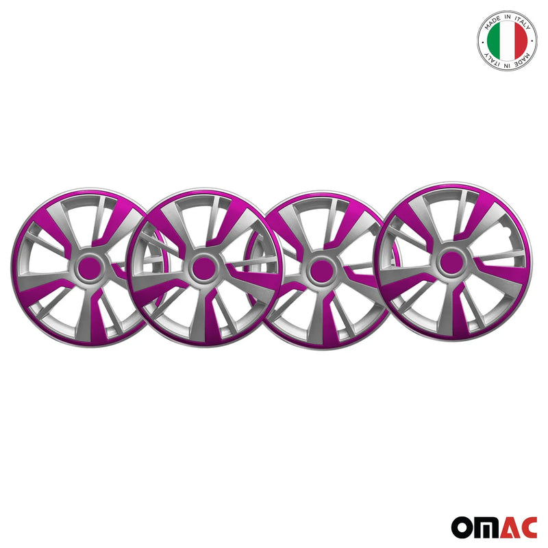 Twintone Hub Caps Wheel Cover 14" Grey & Violet Insert Full Set 4 pcs.