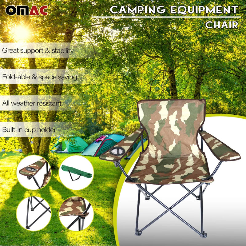 New Folding Camping Chair Beach Seat Fishing BBQ Picnic Outdoor with Cup Holder