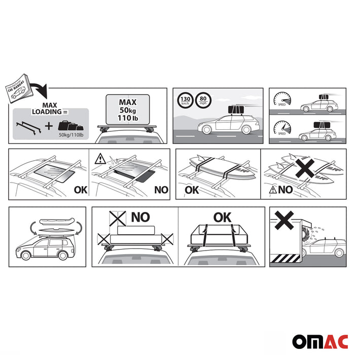 Fix Point Roof Racks Cross Bars for Mercedes EQS V297 2022-2024 Alu Silver 2x