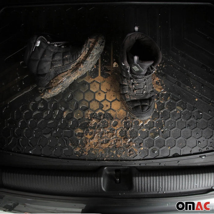 OMAC Cargo Trunk Floor Mat Liner for Car All Weather Trimable Fit Black