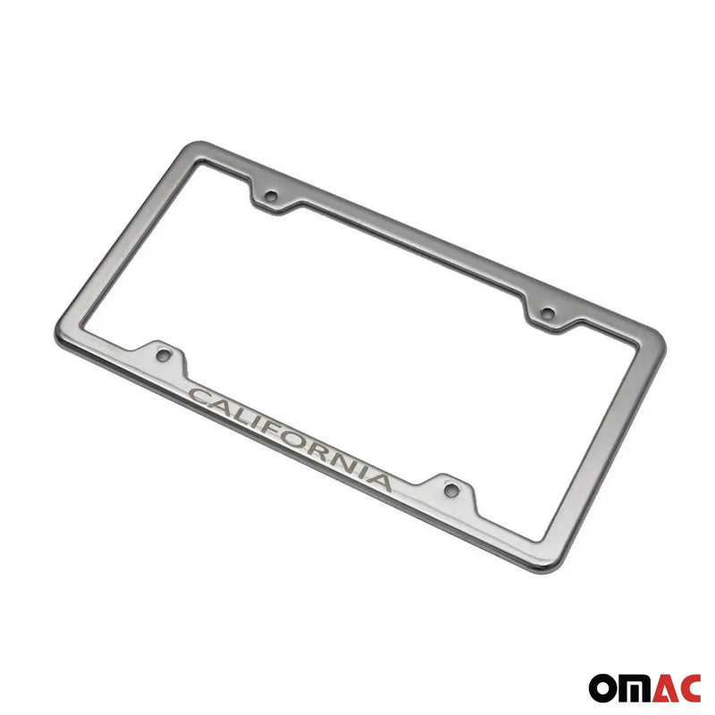 CALIFORNIA Print License Plate Frame Tag Holder Chrome S. Steel 2 Pcs.