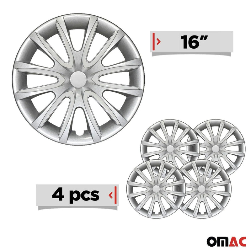 Bicolo Hub Caps Wheel Cover 16" Gray & White Full Set 4 pcs.