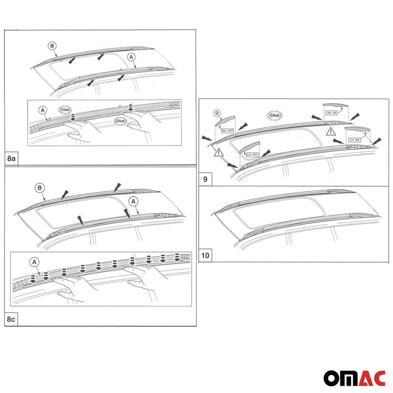 2013-2019 Ford Escape Roof Rack Rails Side Rails Silver