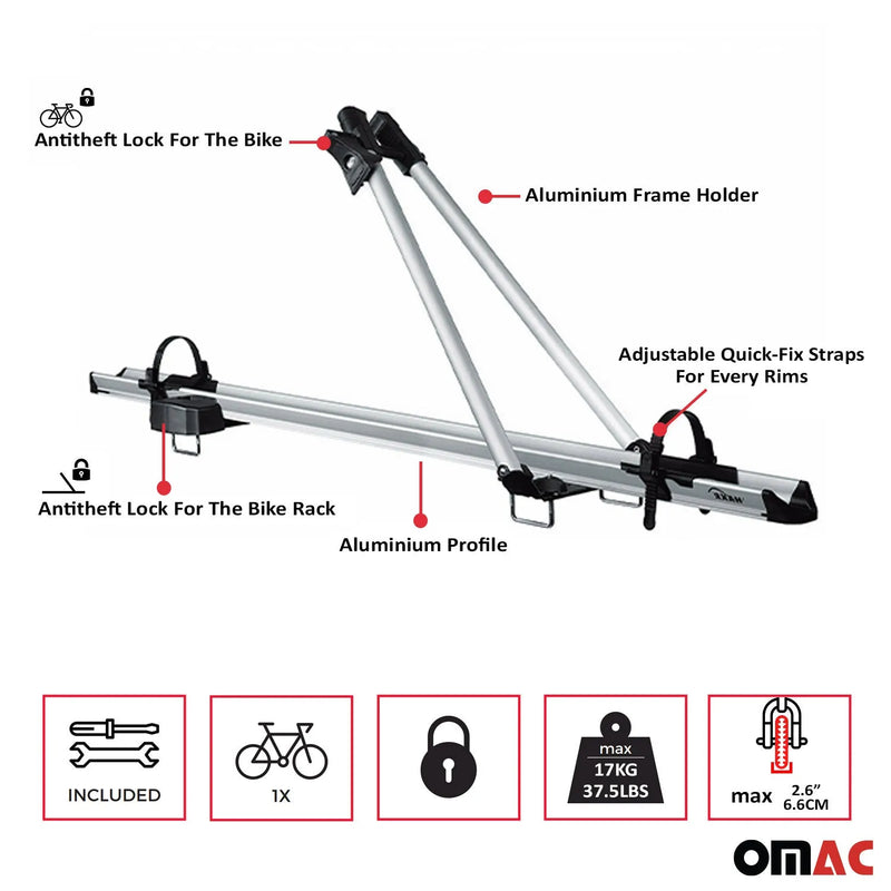 2005-2011 Mercedes M Class W164 Bike Rack Carrier Roof Racks Set Alu Gray 3Pcs