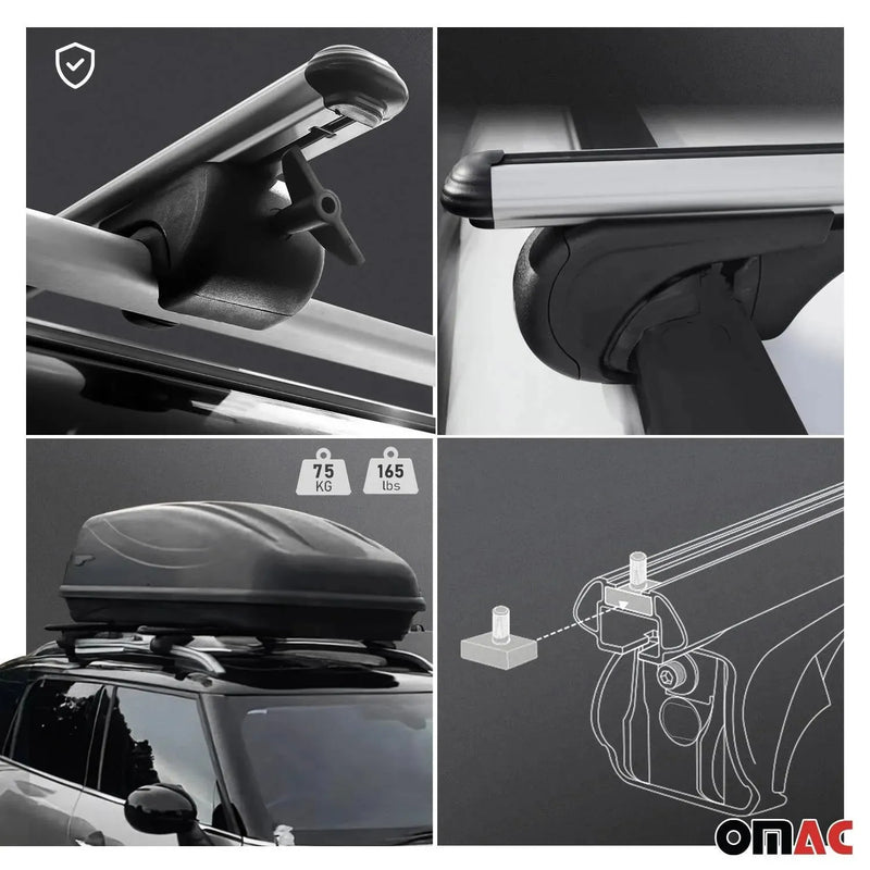 Lockable Roof Rack Cross Bars Carrier for Mini Cooper Clubman F54 2016-2024 Gray - OMAC USA