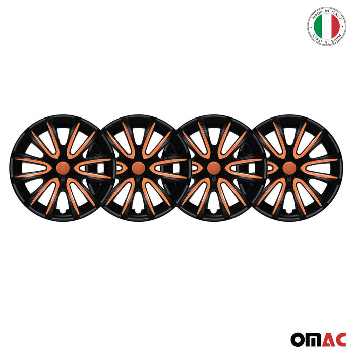 15" Wheel Covers Hubcaps for Audi Black Matt Orange Matte